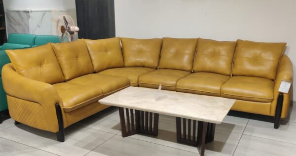 yellow L shape sofa