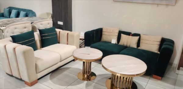 Stylish green and cream sofa set