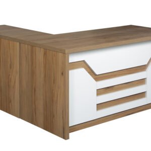 wooden office desk backview